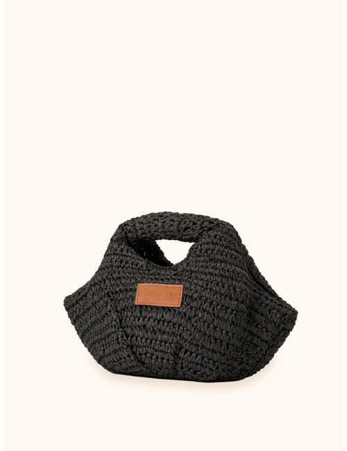 Mefui - donna borsa mini me fui rafia nero magnete fodera interna ma26-sw0065bk