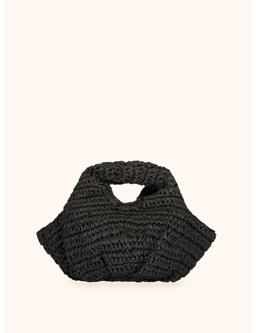 Mefui - donna borsa mini me fui rafia nero magnete fodera interna ma26-sw0065bk