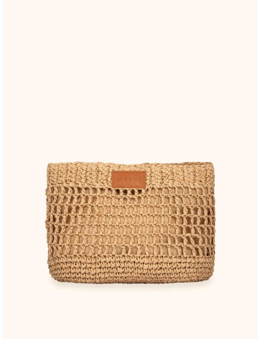 Mefui -donna maxi pochette me fui rafia marrone chiaro magnete ma26-sw0060lb