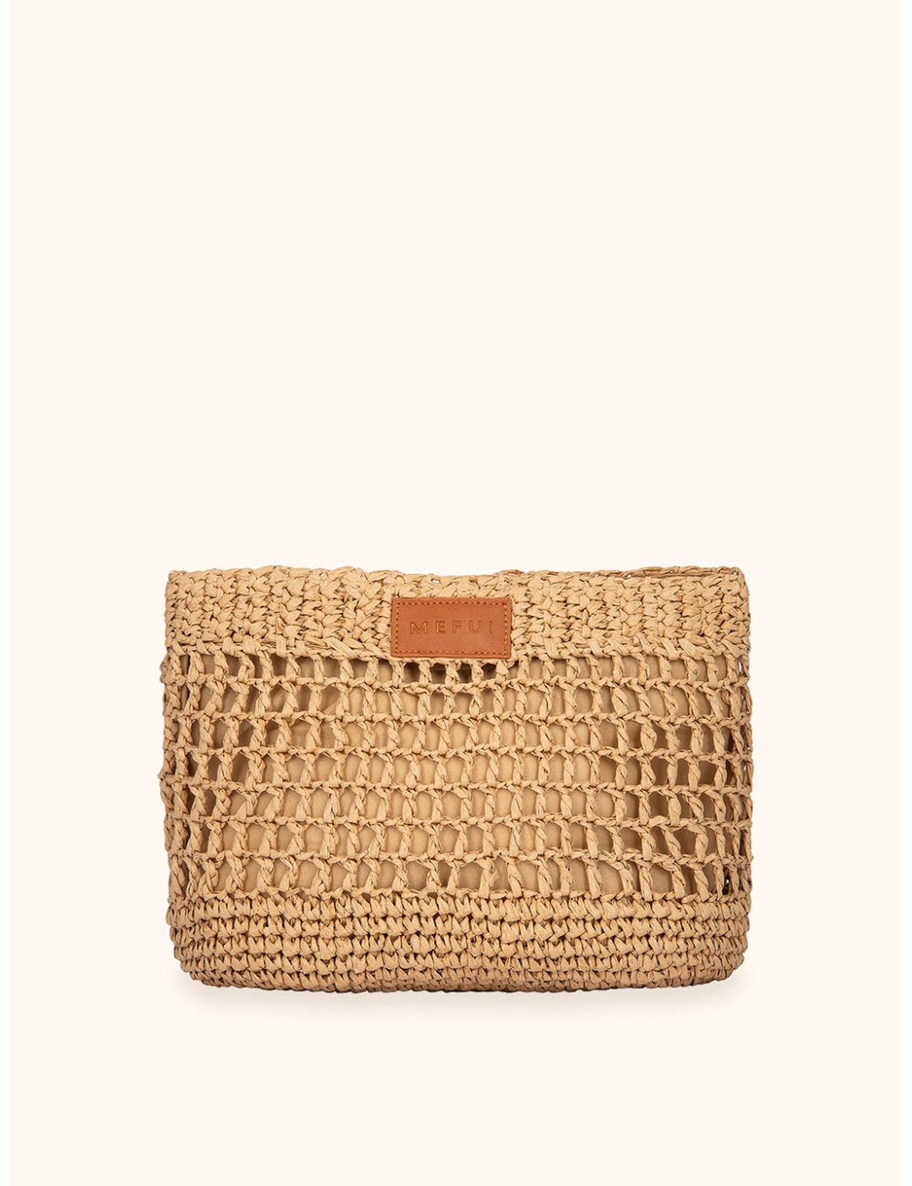 Mefui -donna maxi pochette me fui rafia marrone chiaro magnete ma26-sw0060lb