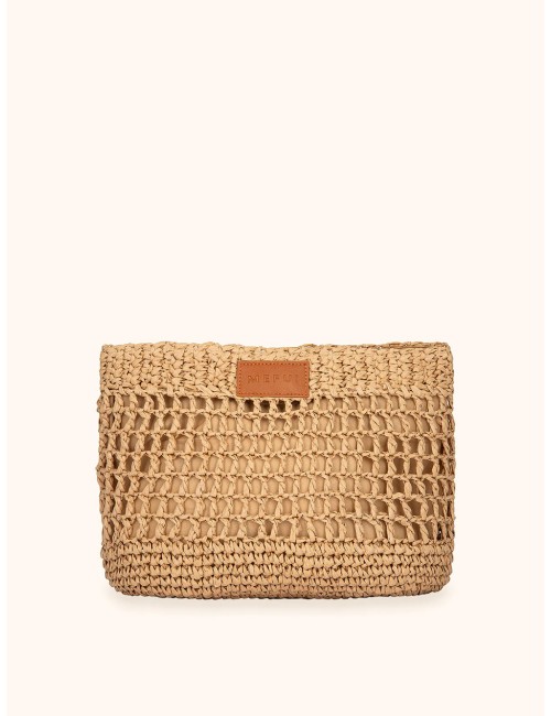 Mefui -donna maxi pochette me fui rafia marrone chiaro magnete ma26-sw0060lb