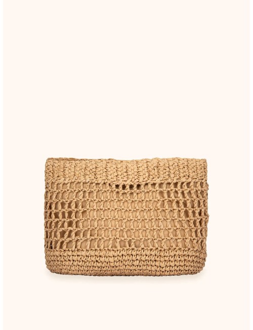 Mefui -donna maxi pochette me fui rafia marrone chiaro magnete ma26-sw0060lb