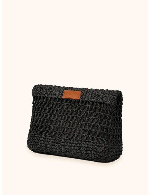 Mefui -donna maxi pochette me fui rafia nero magnete ma26-sw0060bk