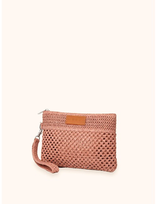 Mefui - donna mini pochette me fui rafia rosa zip laccetto removibile ma26-sw0055pk