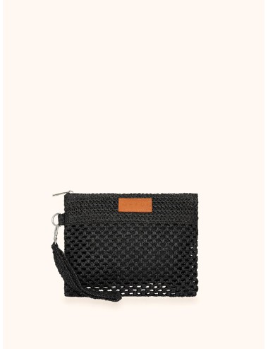 Mefui - donna mini pochette me fui rafia nero zip laccetto removibile ma26-sw0055pk