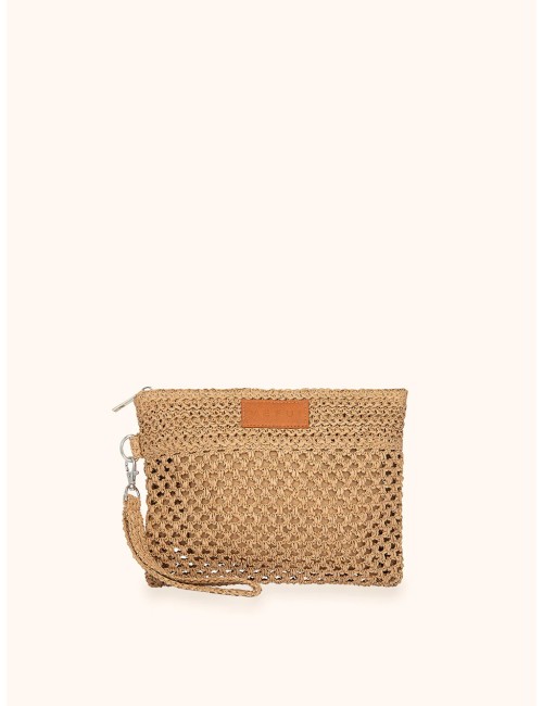 Mefui - donna mini pochette me fui rafia beige zip laccetto removibile ma26-sw0055lb