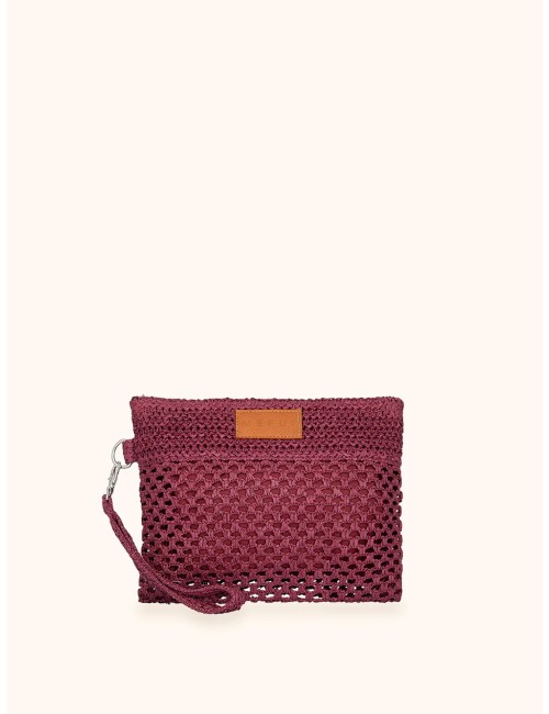 Mefui - donna mini pochette me fui rafia plum zip laccetto removibile ma26-sw0055pl