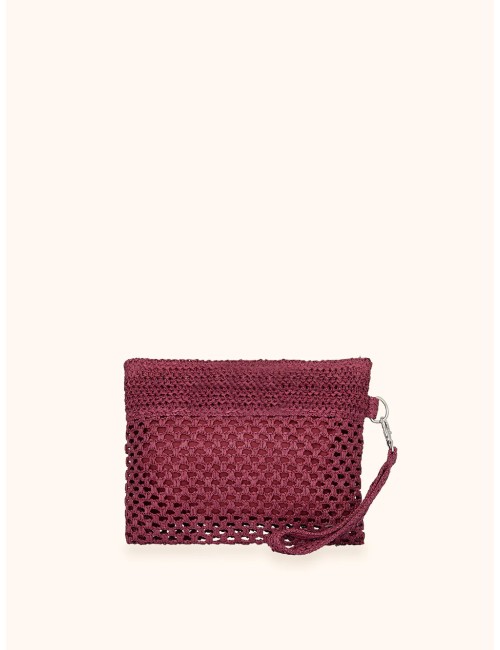 Mefui - donna mini pochette me fui rafia plum zip laccetto removibile ma26-sw0055pl