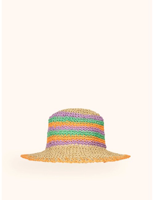 Mefui - donna cappello me fui paglia beige multicolor tesa media ma26-sw0210bg