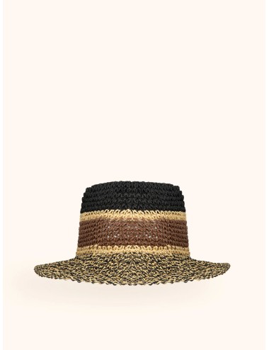 Mefui - donna cappello me fui paglia nero multicolor tesa media ma26-sw0220bk