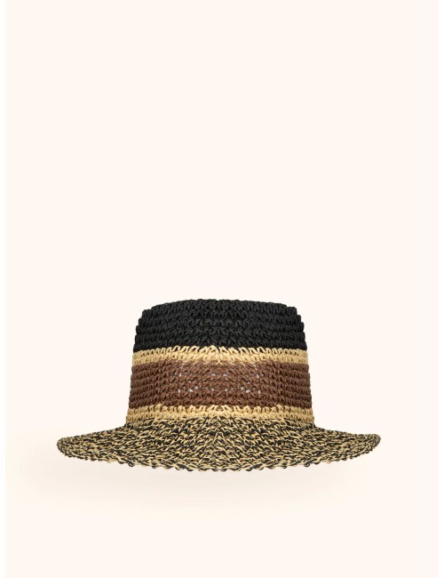 Mefui - donna cappello me fui paglia nero multicolor tesa media ma26-sw0220bk