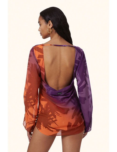 Mefui - donna abito corto me fui georgette fantasy tropicale scollo schiena mf26-sw0806x42