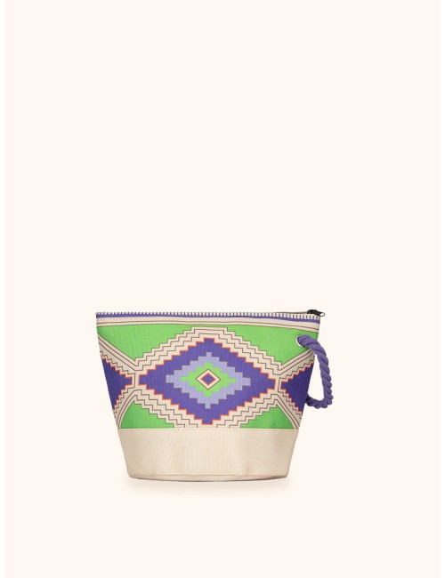 Mefui - donna pochette me fui fantasia geometrica green zip laccetto ma26-sw0010x40