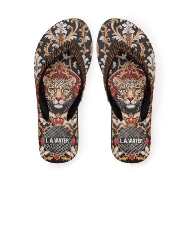 Donna infradito l.a. water luxury ghepardo damascato oro nero 52026b