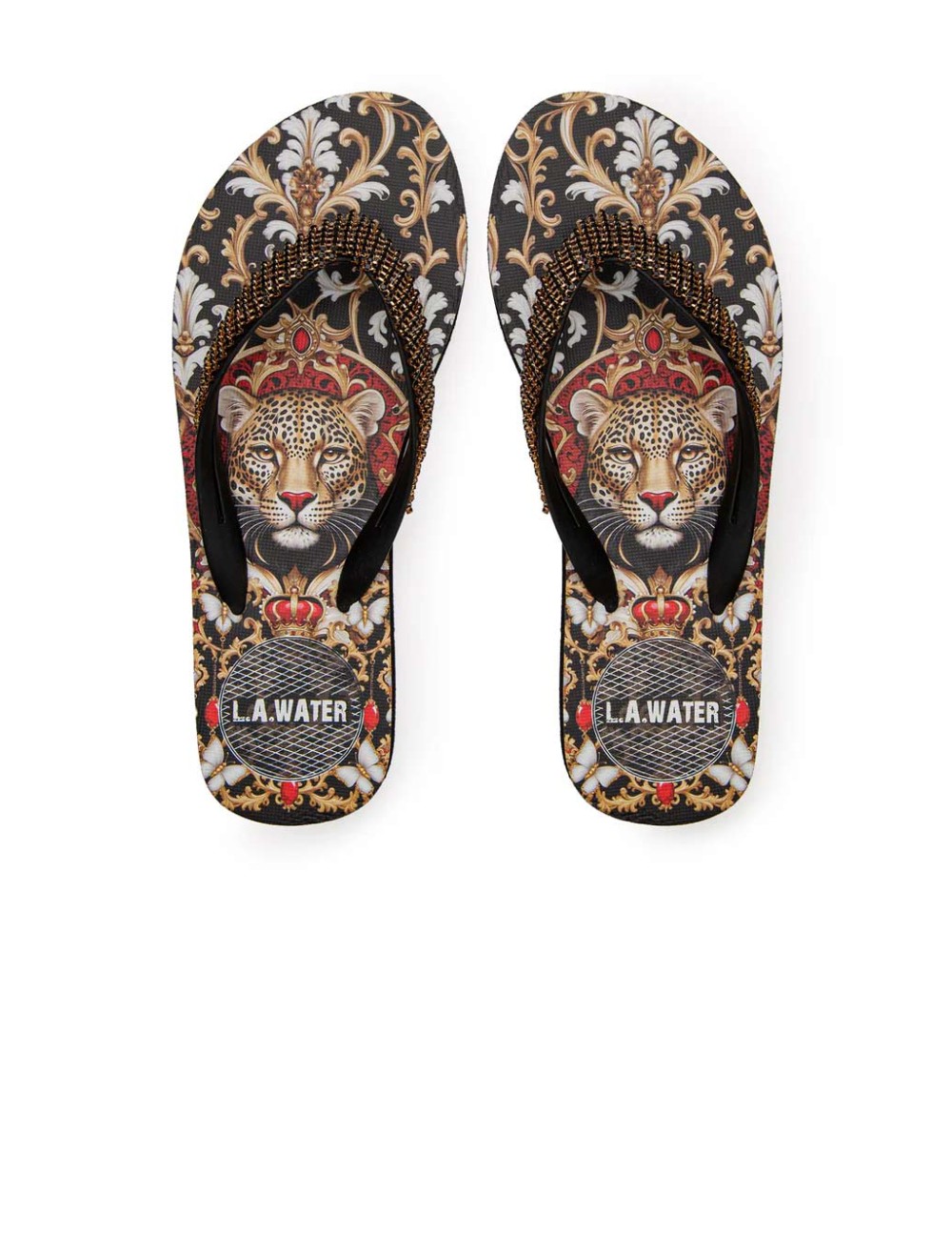 Donna infradito l.a. water luxury ghepardo damascato oro nero 52026b