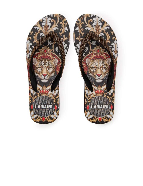 Donna infradito l.a. water luxury ghepardo damascato oro nero 52026b