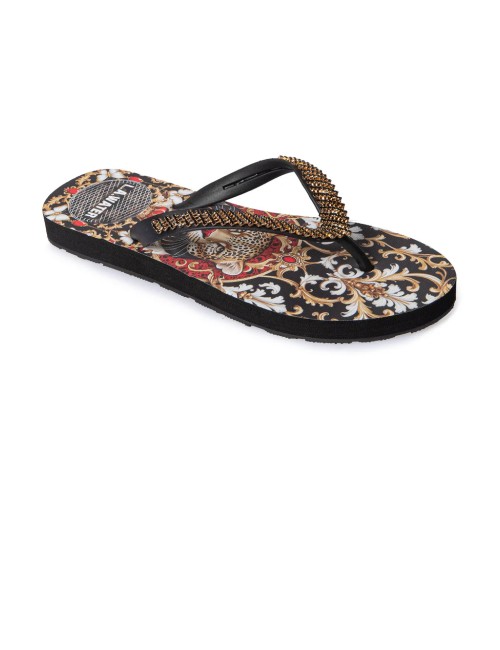 Donna infradito l.a. water luxury ghepardo damascato oro nero 52026b