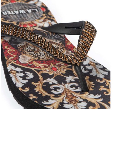 Donna infradito l.a. water luxury ghepardo damascato oro nero 52026b