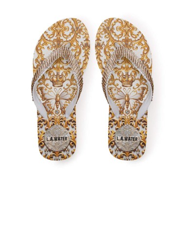 Donna infradito l.a. water barocco oro bianco strass gioiello 52028
