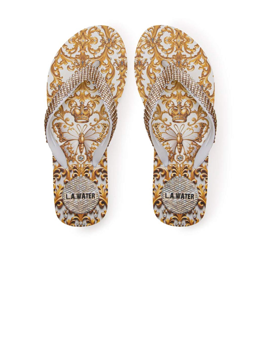 Donna infradito l.a. water barocco oro bianco strass gioiello 52028