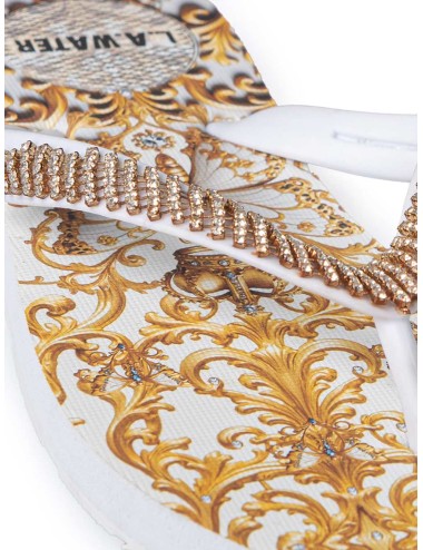 Donna infradito l.a. water barocco oro bianco strass gioiello 52028