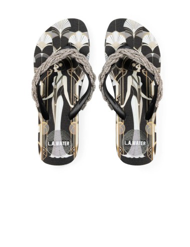 Donna infradito l.a. water art déco nero argento gioiello 62198e