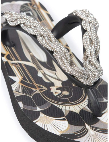 Donna infradito l.a. water art déco nero argento gioiello 62198e