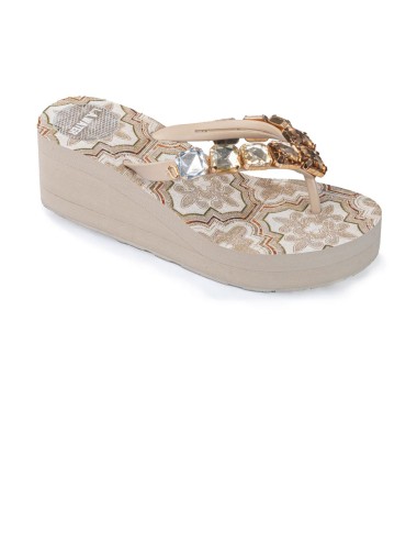 Donna infradito l.a. water zeppa maiolica sabbia pietre gioiello 42052b