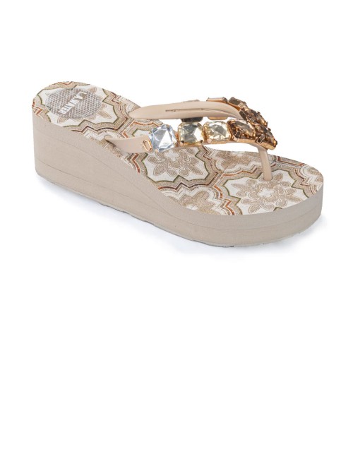 Donna infradito l.a. water zeppa maiolica sabbia pietre gioiello 42052b