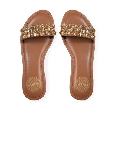 Donna ciabatte l.a. water vera pelle cuoio pietre vetro ambra 62204b