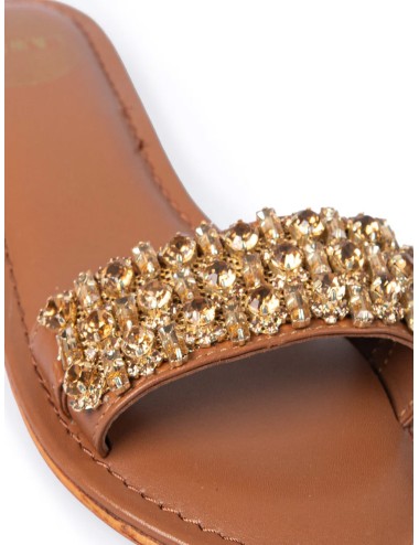 Donna ciabatte l.a. water vera pelle cuoio pietre vetro ambra 62204b