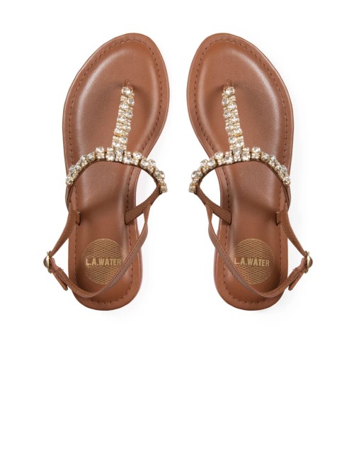 Donna infradito l.a. water vera pelle cuoio pietre cristallo 36-41 62204b