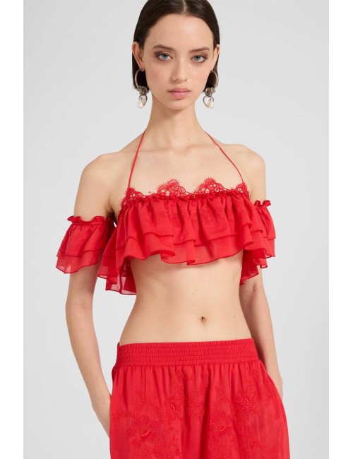 Ermanno scervino - top a fascia con volant d484l610xyr r4821