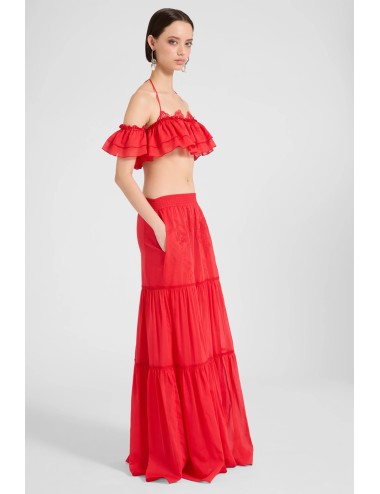 Ermanno scervino - gonna lunga con balze e inserto in pizzo d484o608xyr r4821