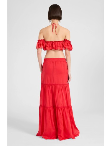 Ermanno scervino - gonna lunga con balze e inserto in pizzo d484o608xyr r4821