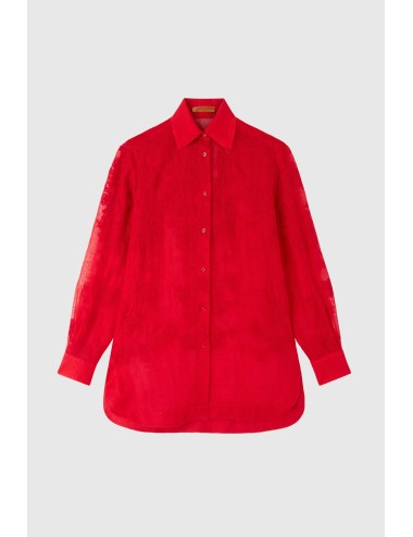 Donna camicia ermanno scervino oversized lino ricamo rosso d484k600kgc 81763