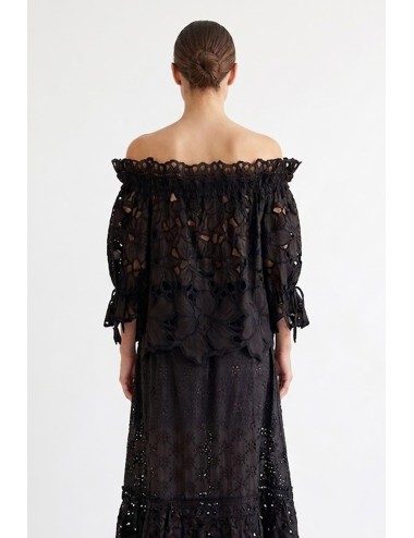 Donna blusa ermanno scervino pizzo macramè cotone nero d484k606qyd 95708