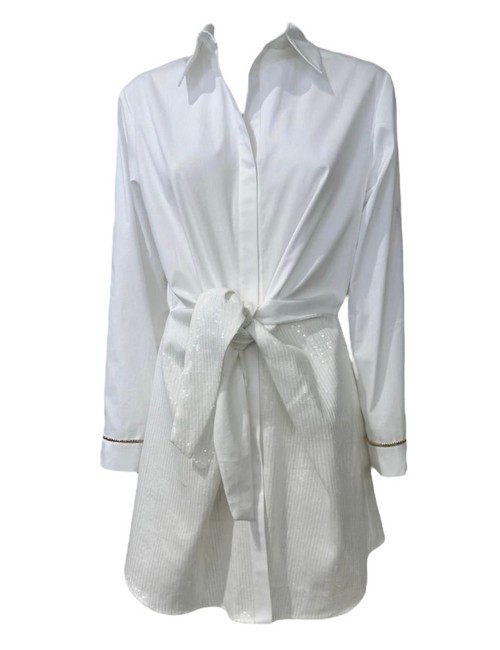 Donna abito camicia drycri cotone organico denim paillettes