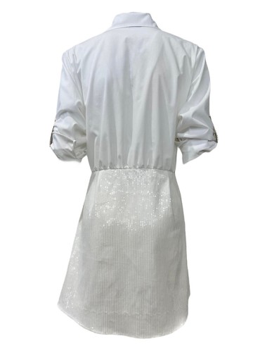 Donna abito camicia drycri cotone organico denim paillettes