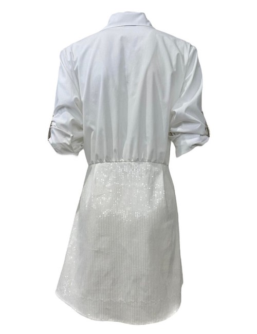 Donna abito camicia drycri cotone organico denim paillettes