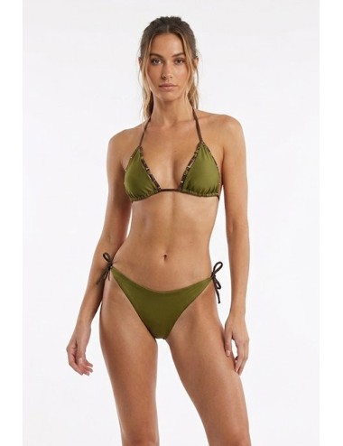 Donna bikini drycri triangolo verde militare perline dorate elisabetta green lm brown