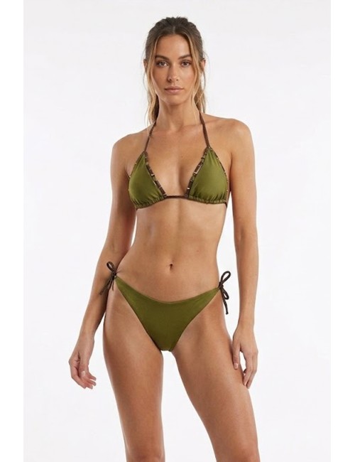 Donna bikini drycri triangolo verde militare perline dorate elisabetta green lm brown