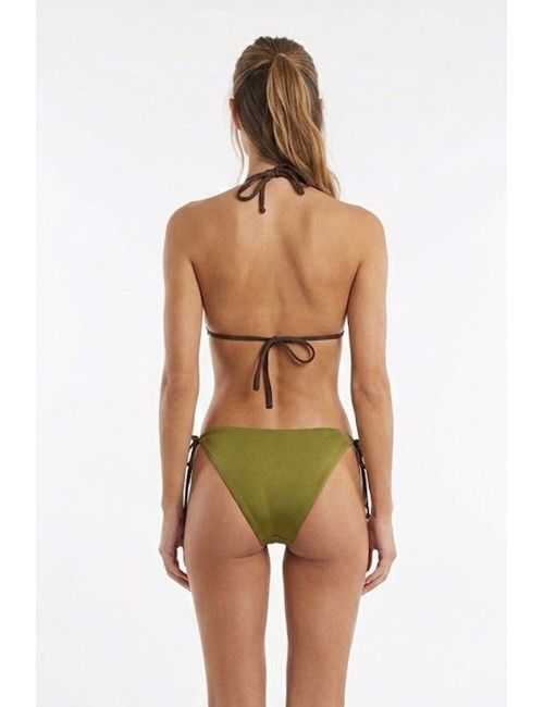 Donna bikini drycri triangolo verde militare perline dorate elisabetta green lm brown