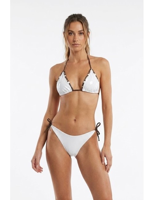 Donna bikini drycri triangolo bianco perline dorate elisabetta white lm brown