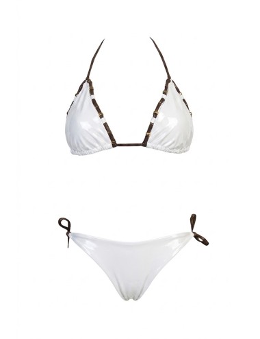 Donna bikini drycri triangolo bianco perline dorate elisabetta white lm brown