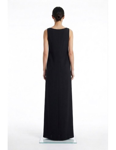 Donna abito lungo drycri scollo v spalline gioiello nero