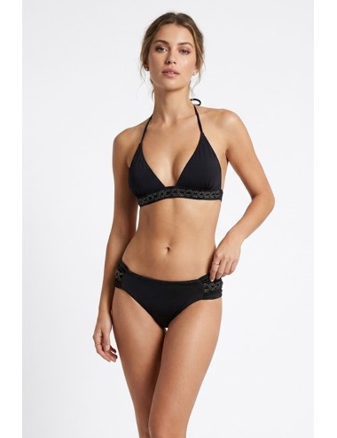Donna bikini drycri top fermo slip fisso nero dettagli laminati serena black lm black