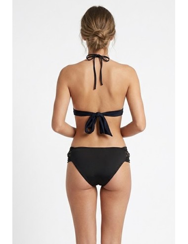 Donna bikini drycri top fermo slip fisso nero dettagli laminati serena black lm black