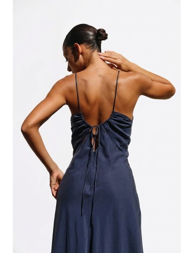 Donna abito lungo drycri lyocell sostenibile blu scollo v gaia blue