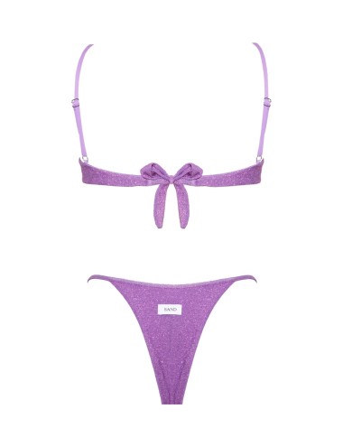 Donna bikini sunny lilac plum sand tessuto lurex dettaglio gioiello